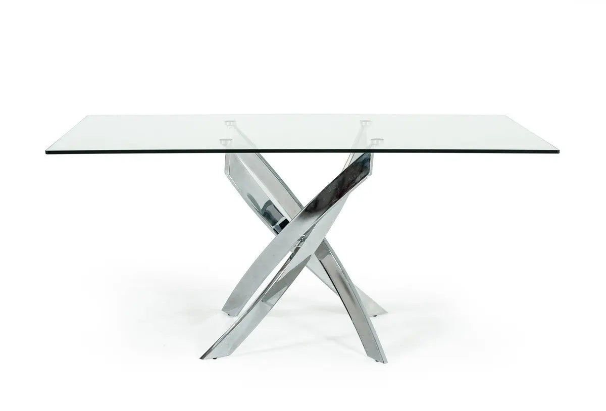 Vig Furniture - Modrest Pyrite Modern Rectangular Glass Dining Table - Vgewf2133Ea