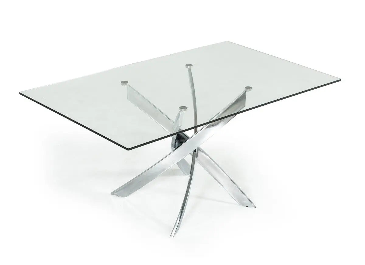 Vig Furniture - Modrest Pyrite Modern Rectangular Glass Dining Table - Vgewf2133Ea