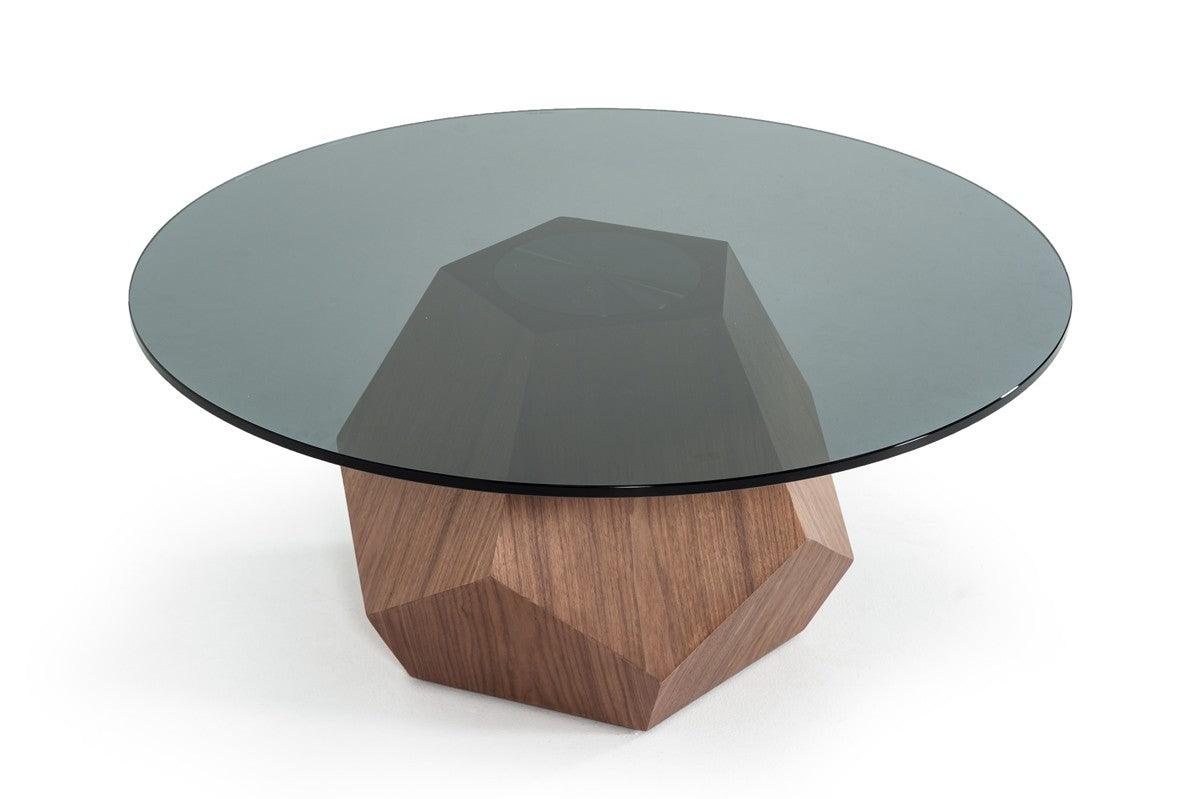 Vig Furniture - Modrest Rackham Modern Walnut & Smoked Glass Coffee Table - Vgbbl1602A