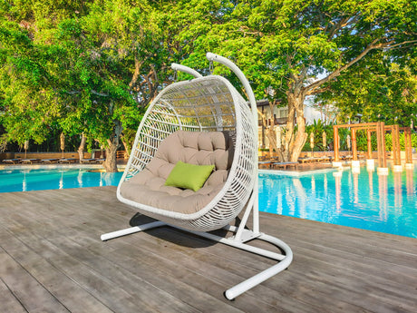 Vig Furniture Renava San Juan Outdoor White & Beige Hanging Chair
