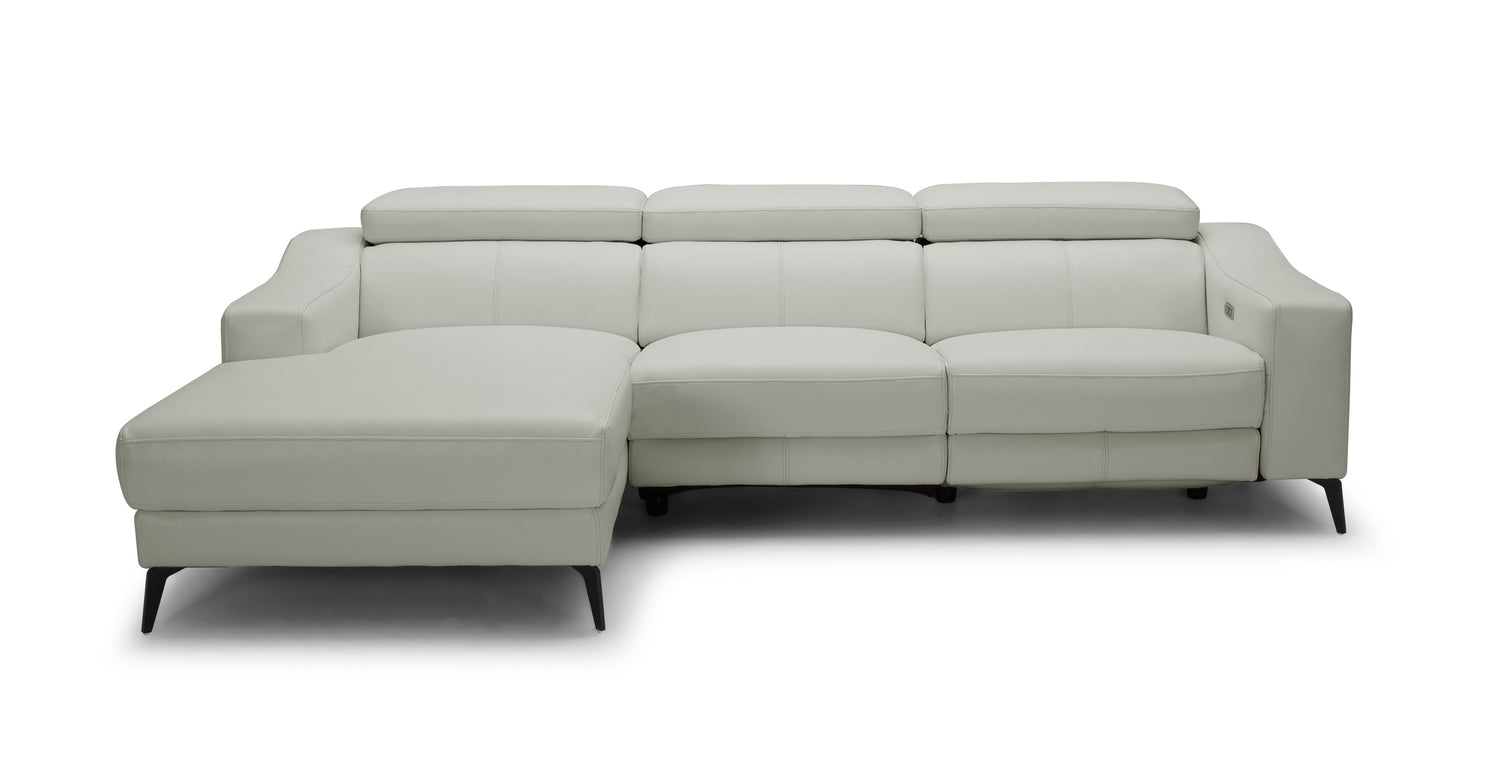 Vig Furniture Modrest Rampart - Modern L-Shape LAF White Leather Sectional Sofa with 1 Recliner