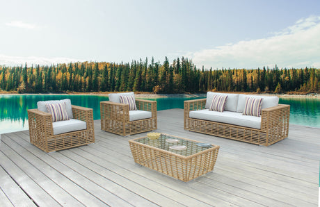 Vig Furniture Renava Ko Tao - Outdoor Beige + Wicker Sofa Set