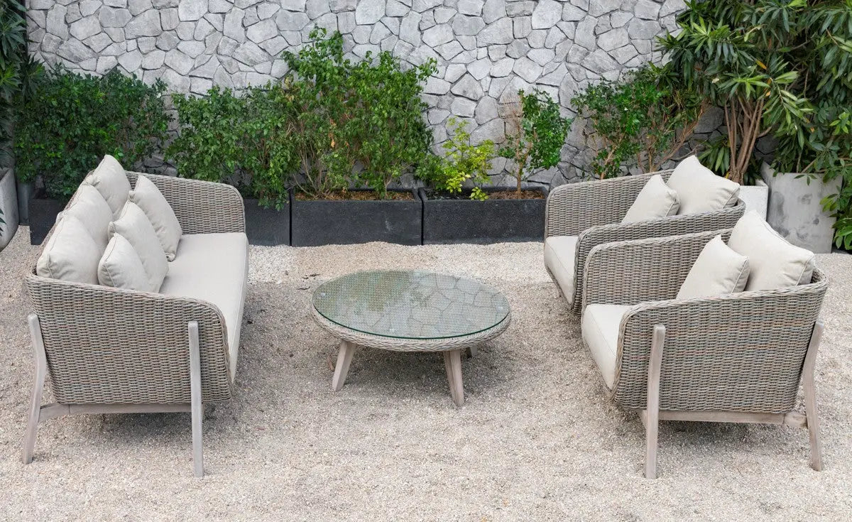 Vig Furniture - Renava Carillo Outdoor Beige Wicker Sofa Set - Vgatrasf-148