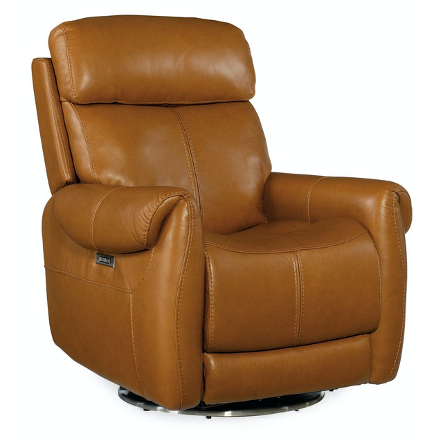Sterling Swivel Power Recliner with Power Headrest in Pesaro Siena Leather - Hooker Furniture