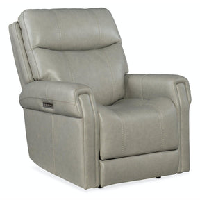 Carroll Power Recliner in Milton Fog Leather with Lumbar Support & USB – Hooker Furniture