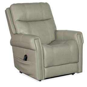 Carroll Power Lift Recliner in Milton Fog Leather with Headrest & Lumbar – Hooker Furniture