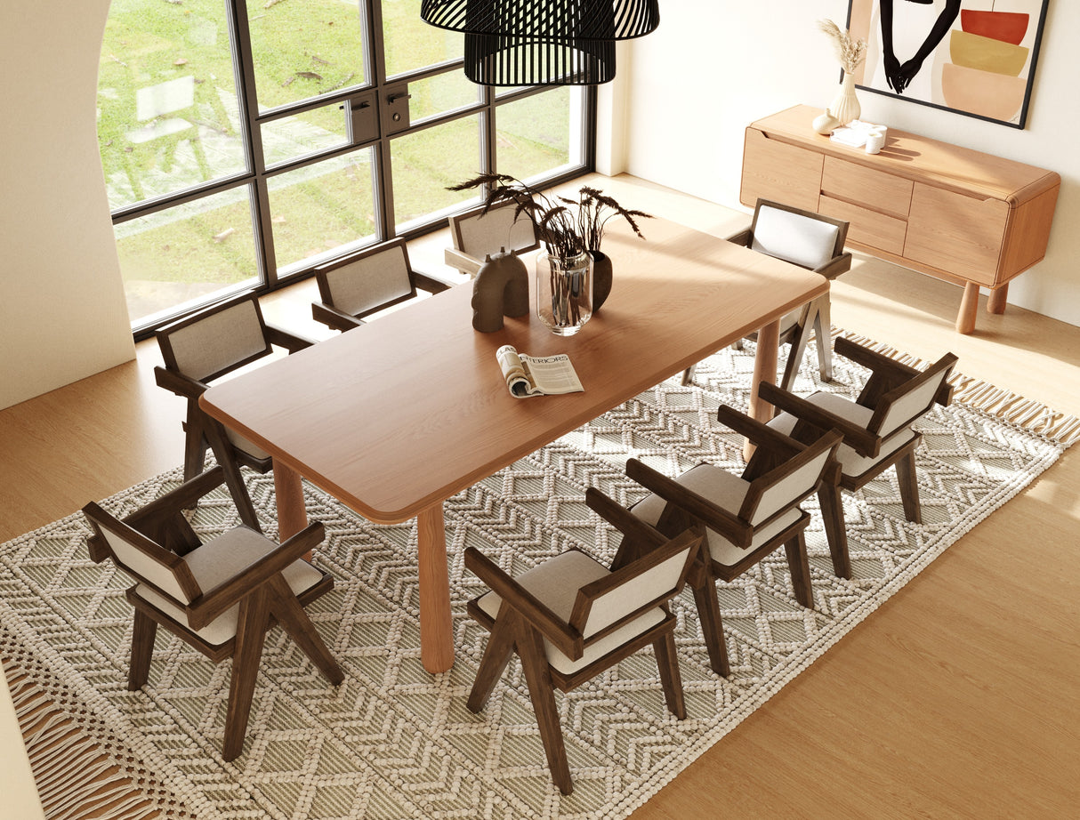Vig Furniture Modrest Rhea - Modern 87" Natural Acacia Rectangular Dining Table