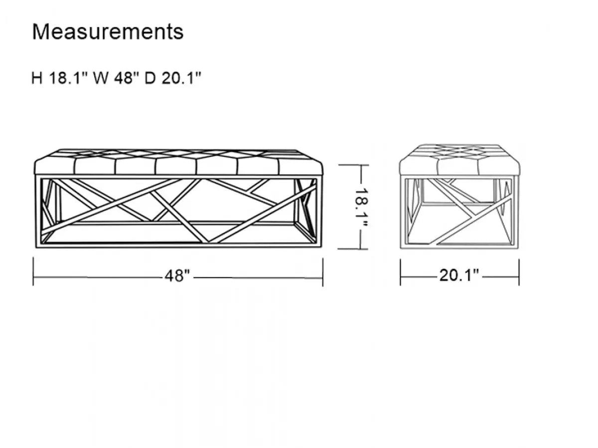 Vig Furniture - Modrest Lindsey Modern White Leatherette & Stainless Steel Bench - Vgrh-Rhs-Ot-201-Wht
