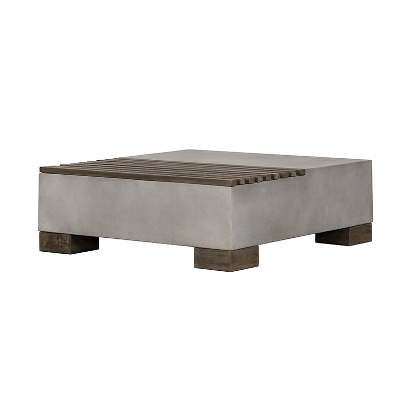 Vig Furniture Modrest Delaware Modern Concrete & Acacia Square Coffee Table