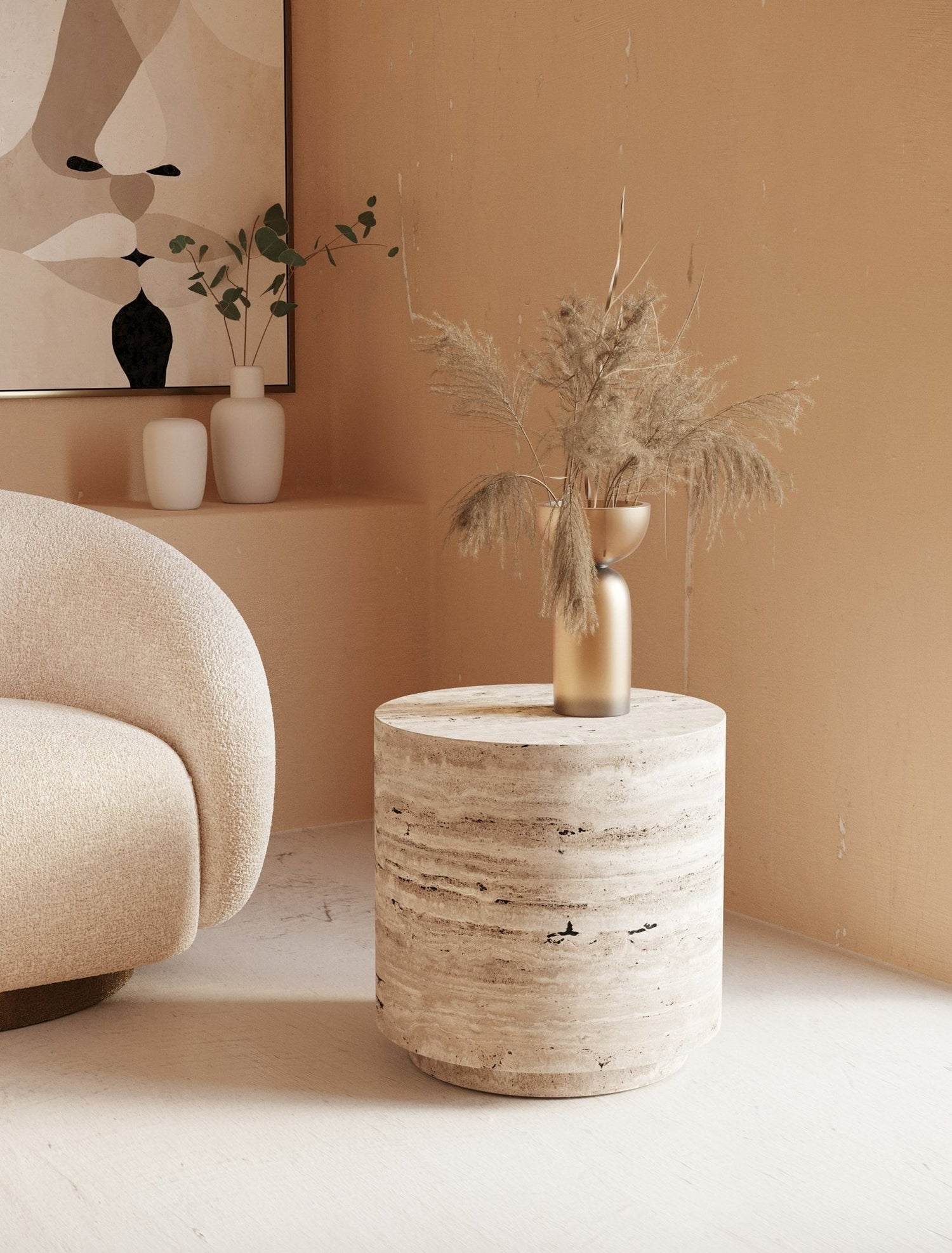 Vig Furniture Nova Domus Roma - Modern Faux Travertine Round End Table