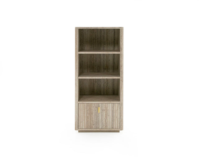 Vig Furniture Nova Domus Roma - Modern Faux Travertine + Gold Bookcase