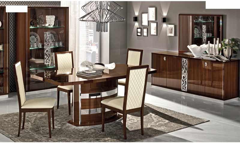 Esf Furniture - Roma 7 Piece Dining Table Set With 18" Extension In Walnut - Romadts-7Set