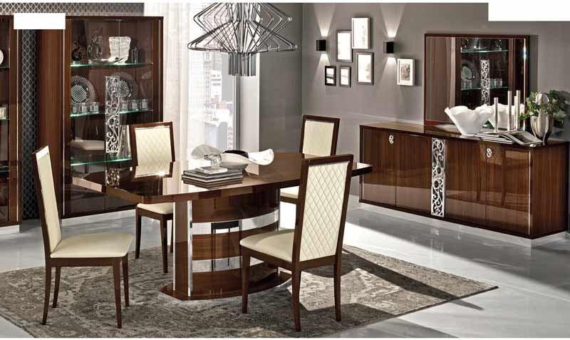 Esf Furniture - Roma 6 Piece Dining Table Set With 18" Extension In Walnut - Romadtcs-6Set