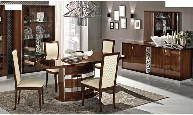 Esf Furniture - Roma 8 Piece Dining Table Set With 18" Extension In Walnut - Romadts-8Set