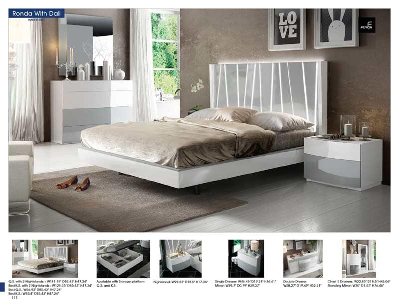 Esf Furniture - Ronda Dali 5 Piece Queen Bedroom Set - Rondadqbdd-5Set