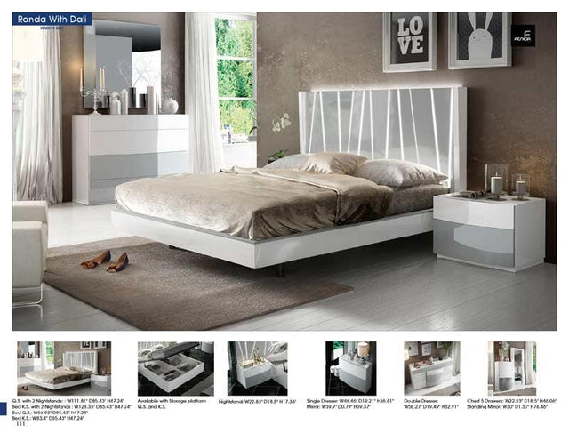 Esf Furniture - Ronda Dali 5 Piece Queen Bedroom Set - Rondadqbdd-5Set