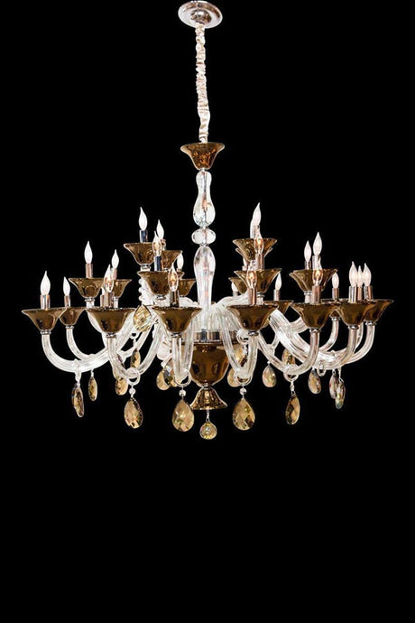 Aico Furniture - Rundale 28 Light Chandelier In Clear And Chrome - Lt-Ch919-28Clr