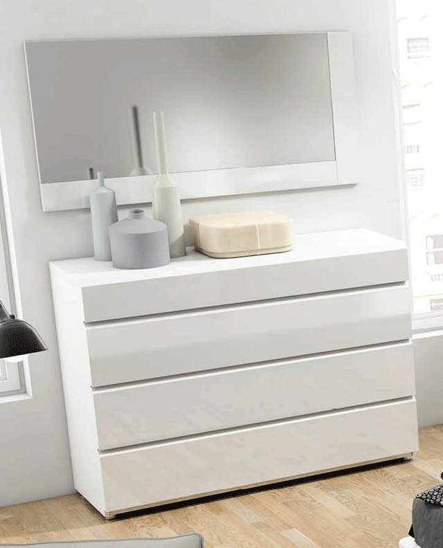 Esf Furniture - Sara Single Dresser With Mirror Set In Glossy White - Saradresser120-M