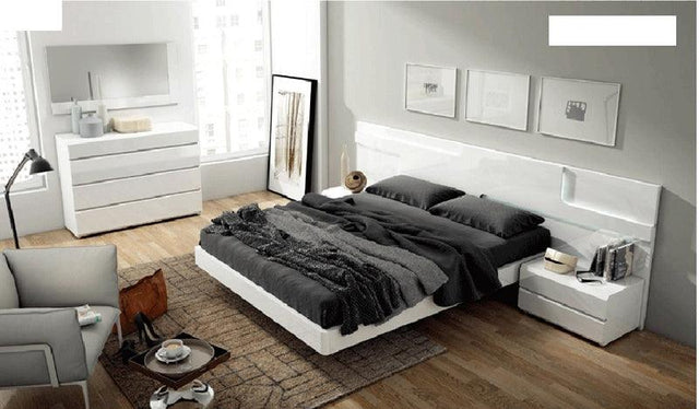 Esf Furniture - Sara 3 Piece Bedroom Eastern King Bed Set In Glossy White - Sarabedks-3Set