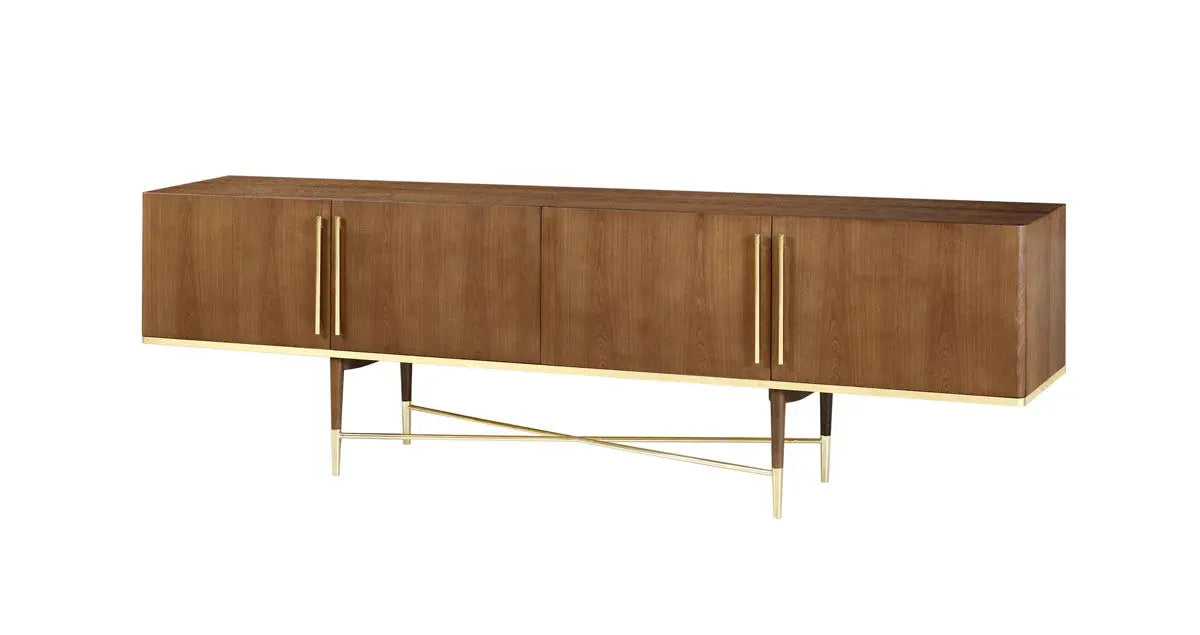 Vig Furniture - Modrest Bernard Mid-Century Modern Walnut & Gold Buffet - Vgcssb-17118