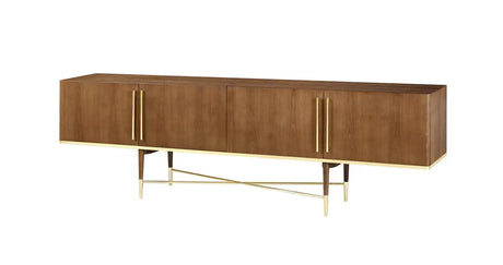 Modrest Bernard Mid-Century Modern Walnut & Gold Buffet Vgcssb-17118