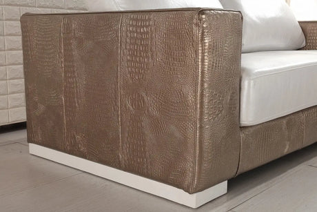 Divani Casa Cordova Modern Bronze & White Leather Sofa Set Vgbnsbl - 9228 | Home Elegance USA