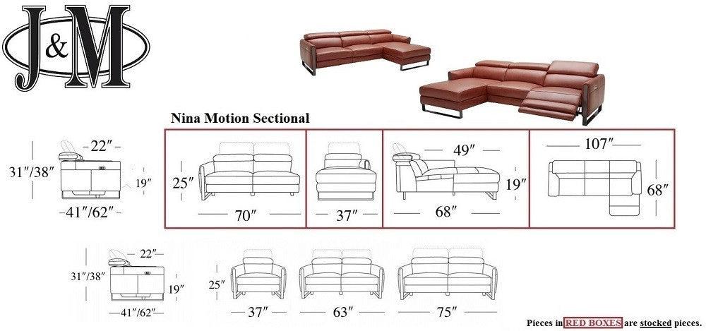 J&M Furniture - Nina Premium Leather Sectional In Left Hand Facing - 182771-Lhfc