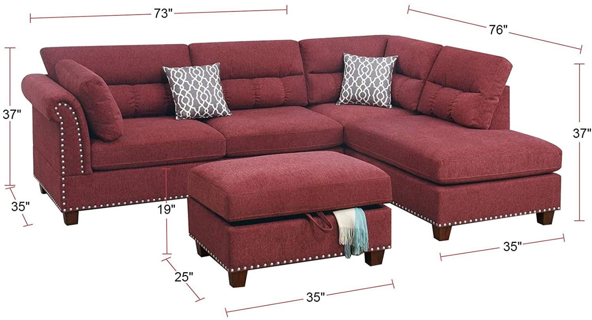 Sectional sofa Red Velvet #F6419 - Home Elegance USA