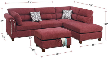 Sectional sofa Red Velvet #F6419