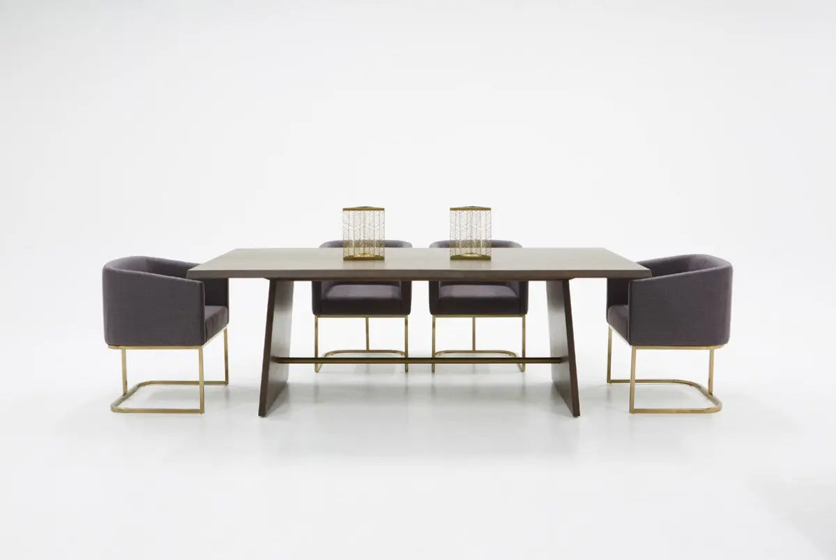 Vig Furniture - Modrest Selena Modern Acacia & Brass Dining Table - Vgnx18149