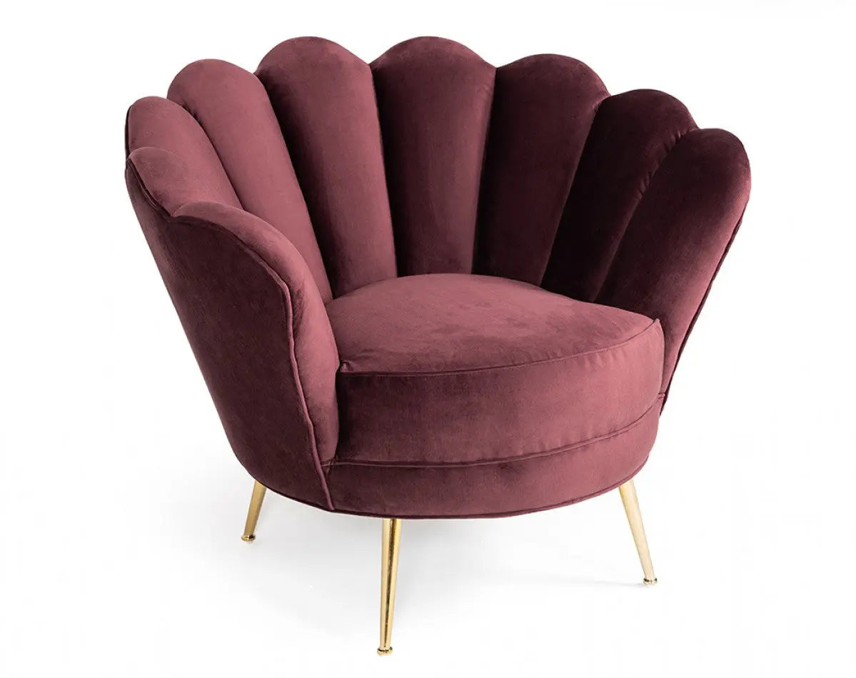 Vig Furniture - Divani Casa Selva Modern Rust Velvet Accent Chair - Vghkf3068-20-Pur