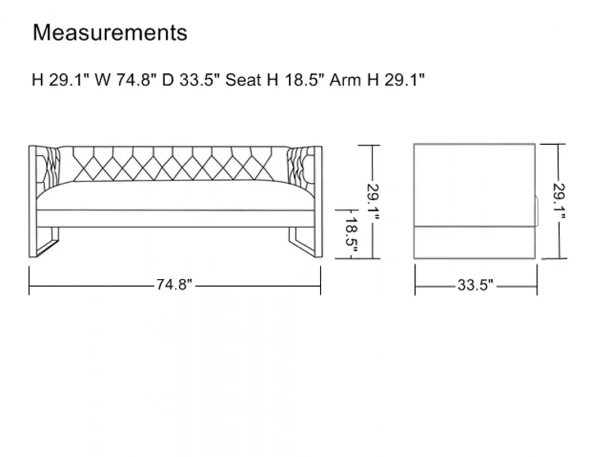Divani Casa Carlos Modern Grey Velvet & Gold Sofa Vgrh - Sf - 311 - T - Gry | Home Elegance USA