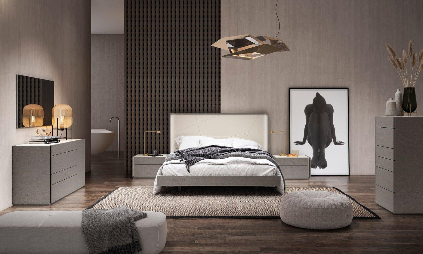 J&M Furniture - Sintra 6 Piece Queen Bedroom Set In Grey - 17554-Q-6Set