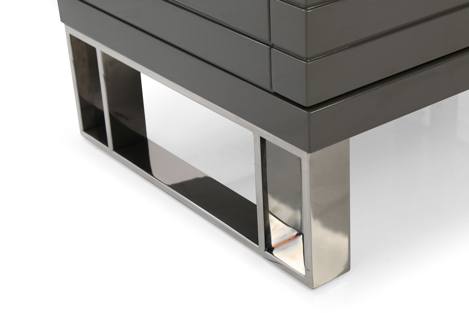 Vig Furniture Modrest Splendor - Grey High Gloss Slatted Nightstand