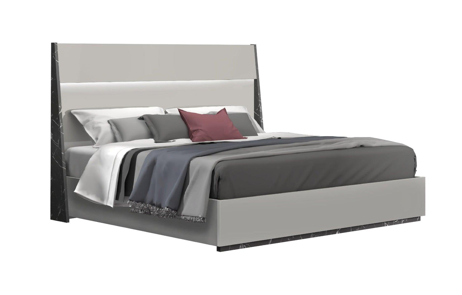 J&M Furniture - Stoneage 5 Piece Queen Bedroom Set In Light Grey Lacquer - 17455Q-5Set