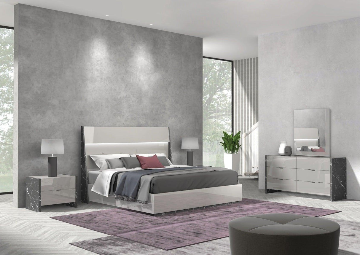 J&M Furniture - Stoneage King Bed In Light Grey Lacquer - 17455K
