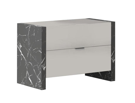 J&M Furniture - Stoneage Nightstand in Light Grey Lacquer - 17455N
