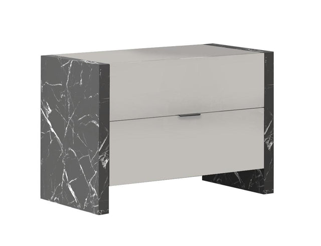 J&M Furniture - Stoneage Nightstand In Light Grey Lacquer - 17455N