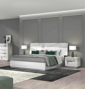 Sunset 3 Piece Eastern King Bedroom Set In Glossy White Lacquer - 17646Ek-3Set | J&M
