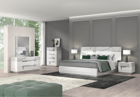 Sunset 6 Piece Eastern King Bedroom Set In Glossy White Lacquer - 17646Ek-6Set | J&M