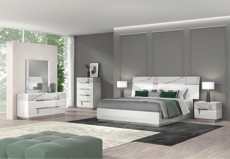 Sunset 3 Piece Eastern King Bedroom Set In Glossy White Lacquer - 17646Ek-3Set | J&M