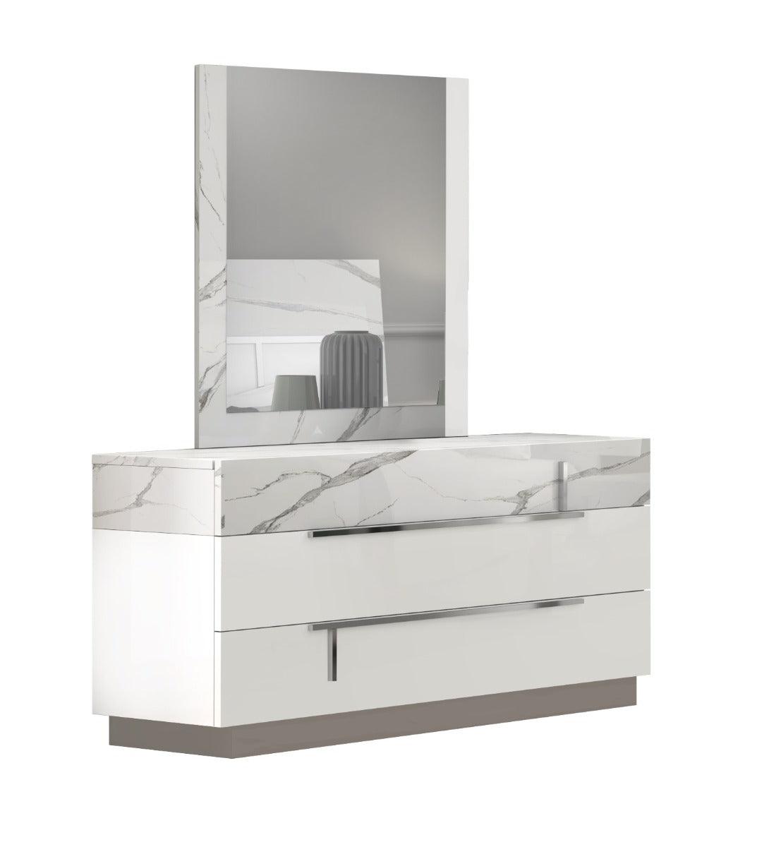 J&M Furniture - Sunset 6 Piece Queen Bedroom Set In Glossy White Lacquer - 17646Q-6Set