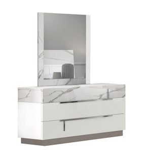 Sunset Dresser With Mirror In Glossy White Lacquer - 17646Dm | J&M