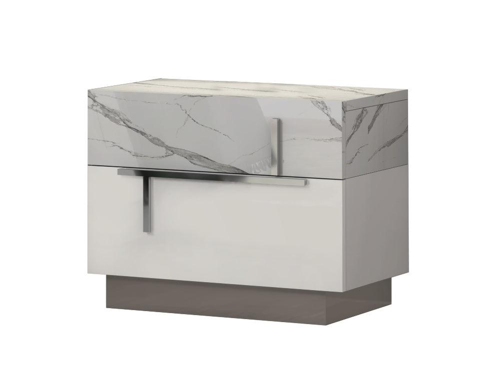 J&M Furniture - Sunset 5 Piece Eastern King Bedroom Set In Glossy White Lacquer - 17646Ek-5Set