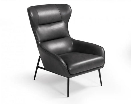 Vig Furniture - Divani Casa Susan Modern Dark Grey Leatherette Lounge Chair - Vgbnec-084-Gry