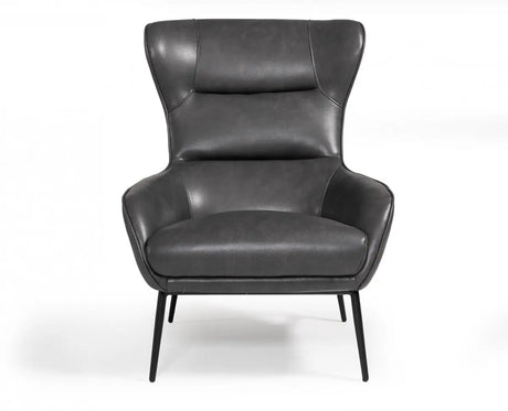 Vig Furniture - Divani Casa Susan Modern Dark Grey Leatherette Lounge Chair - Vgbnec-084-Gry