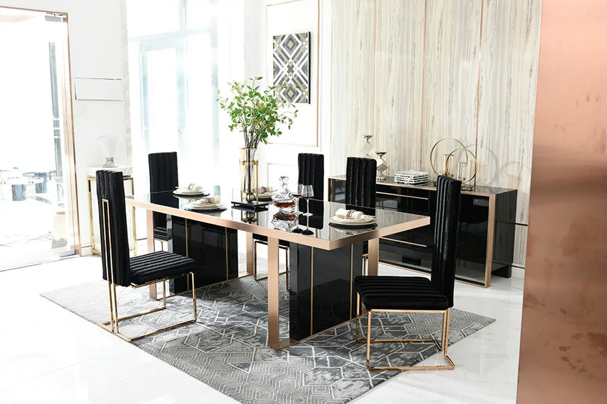 Vig Furniture - Nova Domus Cartier Modern Black & Rosegold Dining Table - Vgvct-A002
