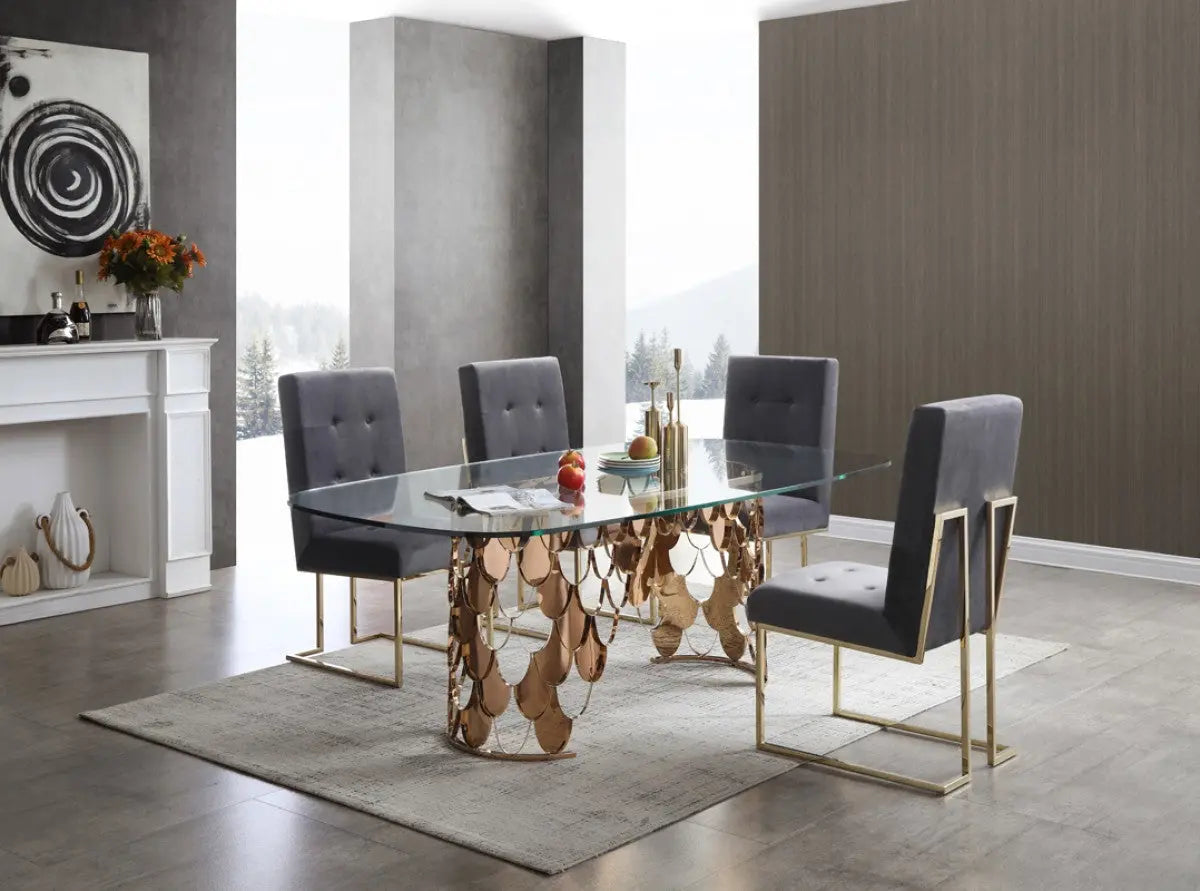 Vig Furniture - Modrest Javier Modern Glass & Rosegold Dining Table - Vgvct088L
