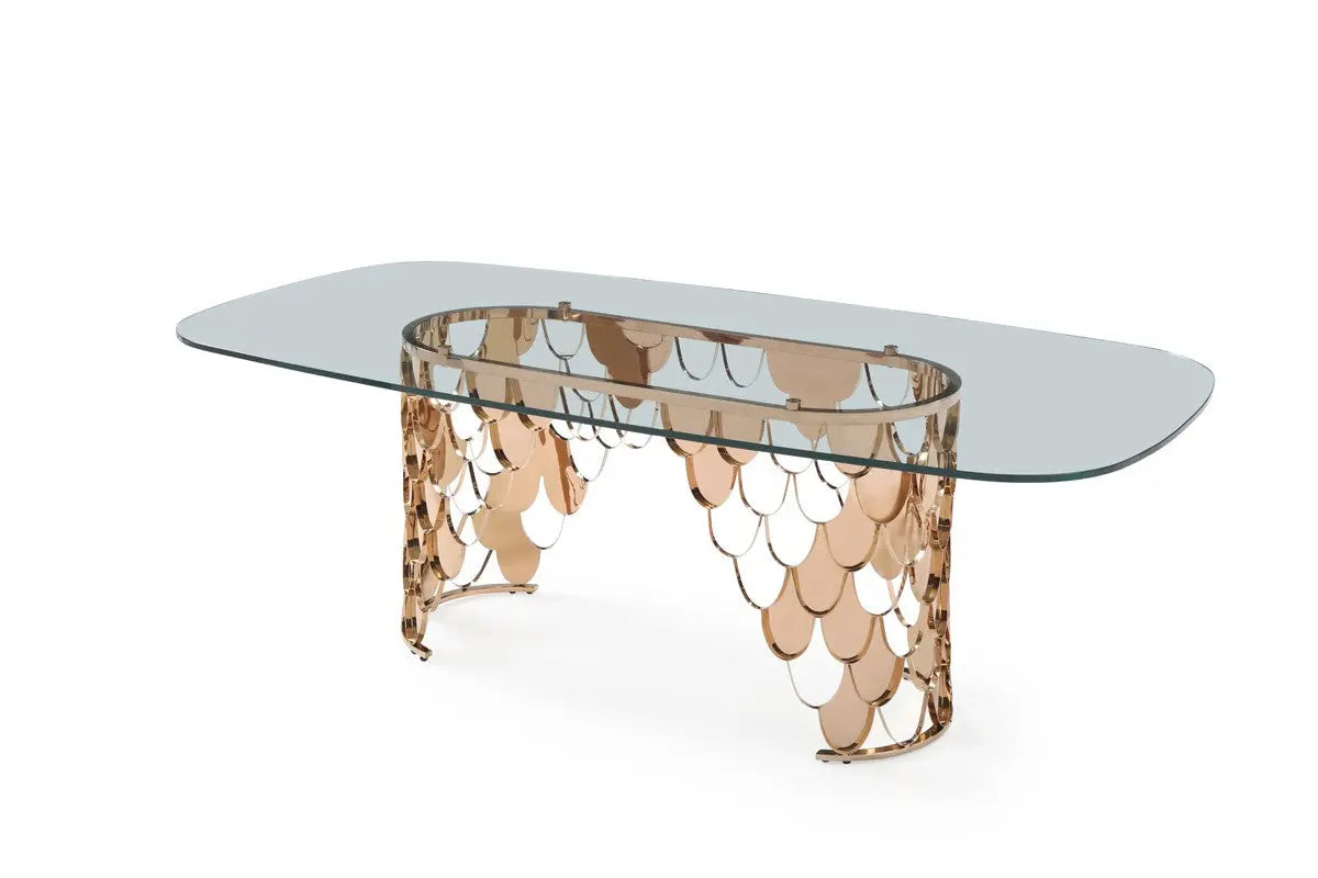 Vig Furniture - Modrest Javier Modern Glass & Rosegold Dining Table - Vgvct088L
