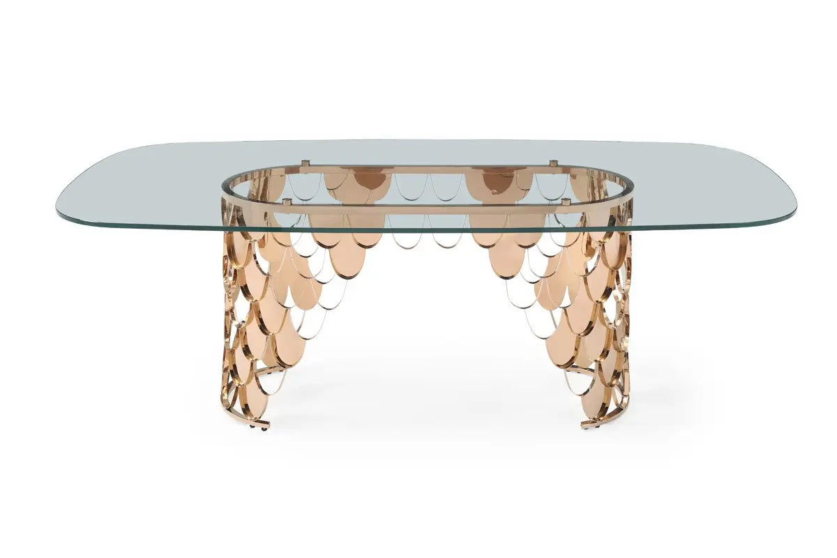 Vig Furniture - Modrest Javier Modern Glass & Rosegold Dining Table - Vgvct088L
